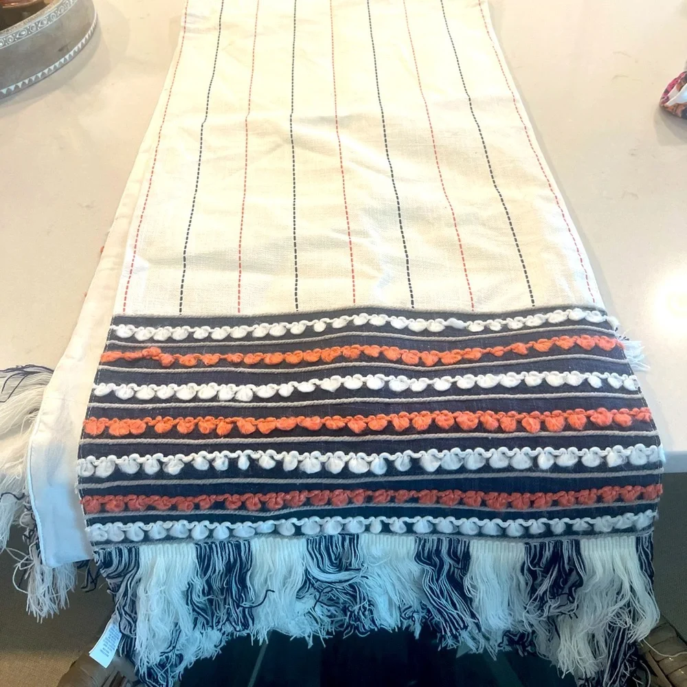 NEW Blue and coral beaded table runner